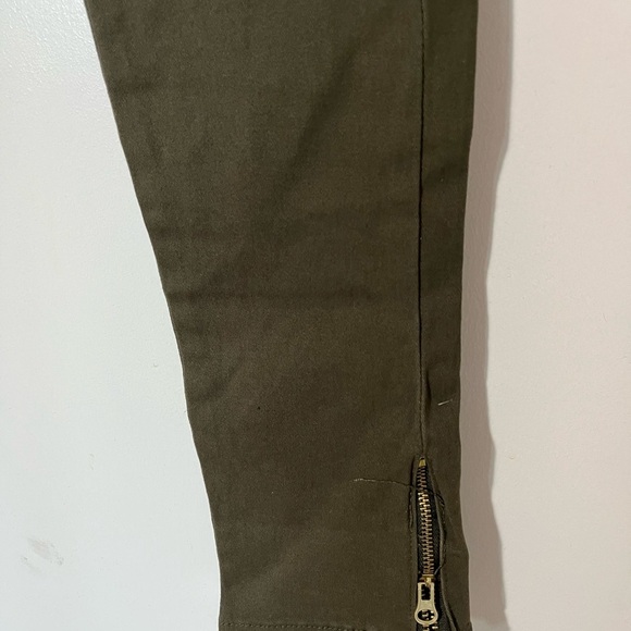 Olive Green Moto Skinny Jeans - Picture 2 of 7